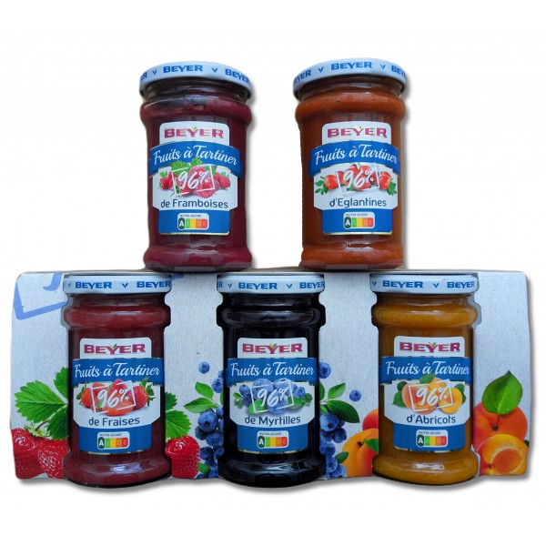 Beyer assortiment van 5 verschillende smaken Jam 96% fruit, Keto dieet, Samenwerking met CEED Diabetes studies, Aardbeien, Framboos, Abrikoos, Rozebottel, Bosbes. Diabetes, Suiker arm Beyer assortiment van 5 verschillende smaken Jam 96% fruit, Keto dieet, Samenwerking met CEED Diabetes studies, Aardbeien, Framboos, Abrikoos, Rozebottel, Bosbes. Diabetes, Suiker arm